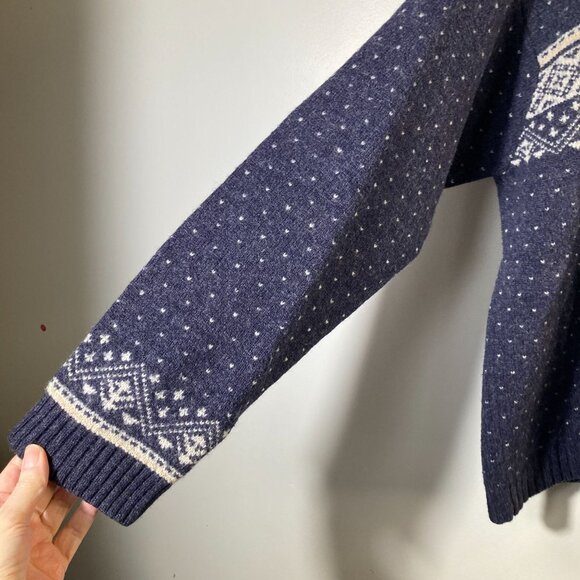 Mens Izod Jeans Fair Isle Lambswool Sweater Blue White XL Washable Lambswool - Picture 5 of 7